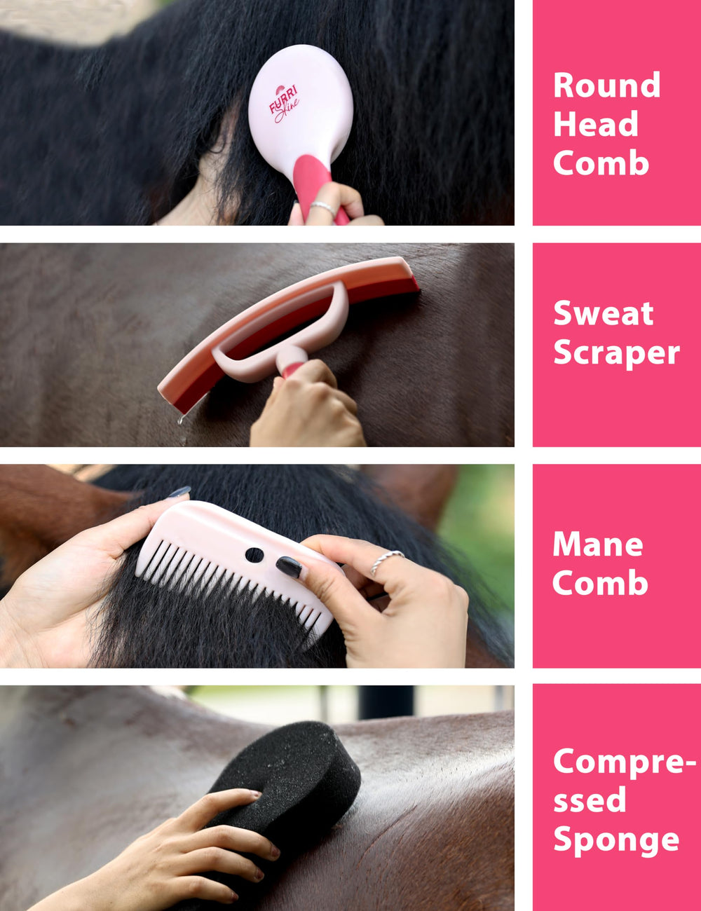 Brosse détachement-poils Furrishine retire les poils morts facilement.