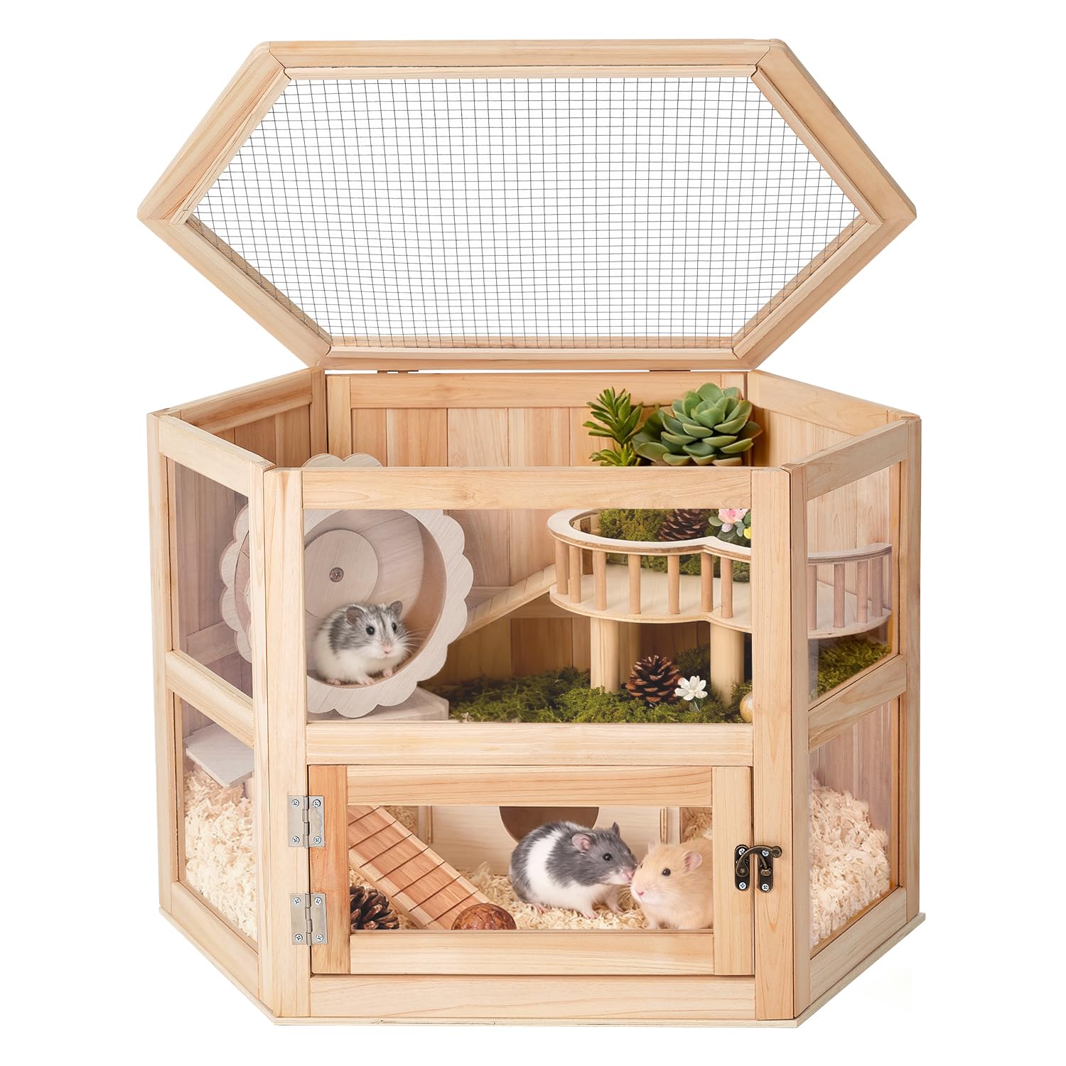 Cage FurrParner pour hamster avec haut en bois résistant et observation facile.