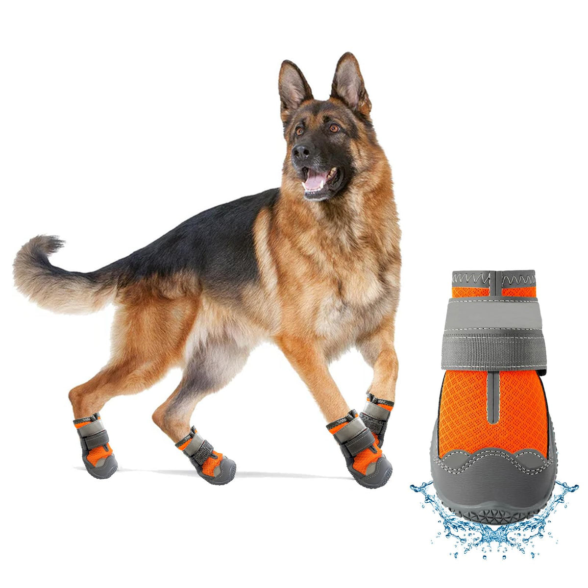 Bottes Furrtripsy pour patte-chien imperméables à l’avant, protection contre surfaces chaudes et abrasives.