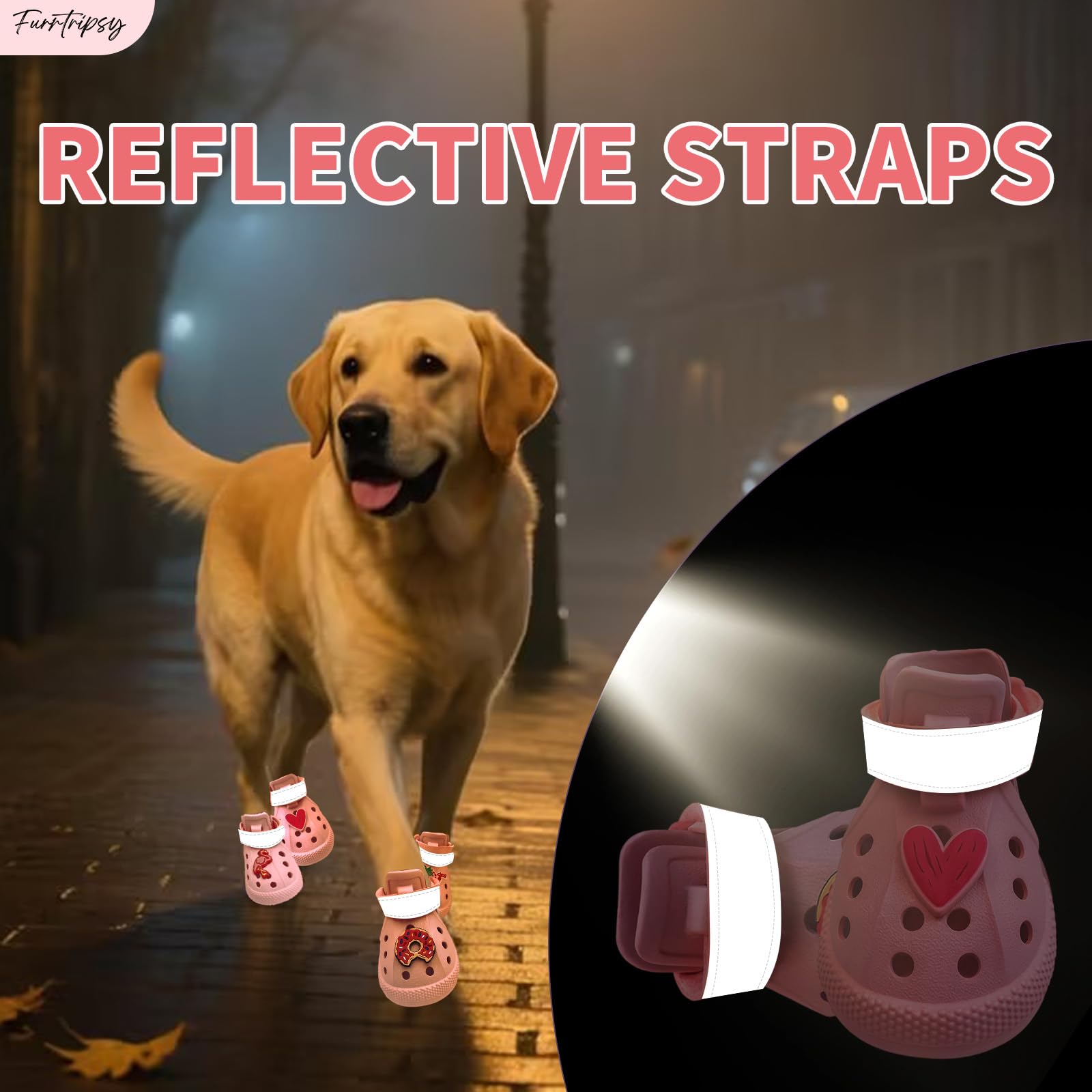 Furrtripsy chaussons chien rose guide tailles pour un bon ajustement.
