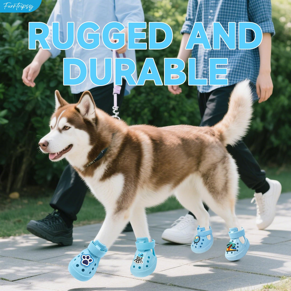 Chaussures-chien-tailles-variees-bleu Furrtripsy conviennent a la plupart des grandes races.