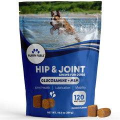 Gommes articulations Furry Fuels pour chiens — soutien mobilité potentiel.