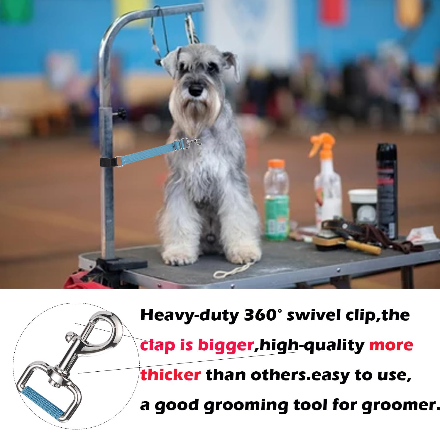 FURSDOLY attache-collier-chiens: fixation simple offrant une stabilité lors du toilettage.