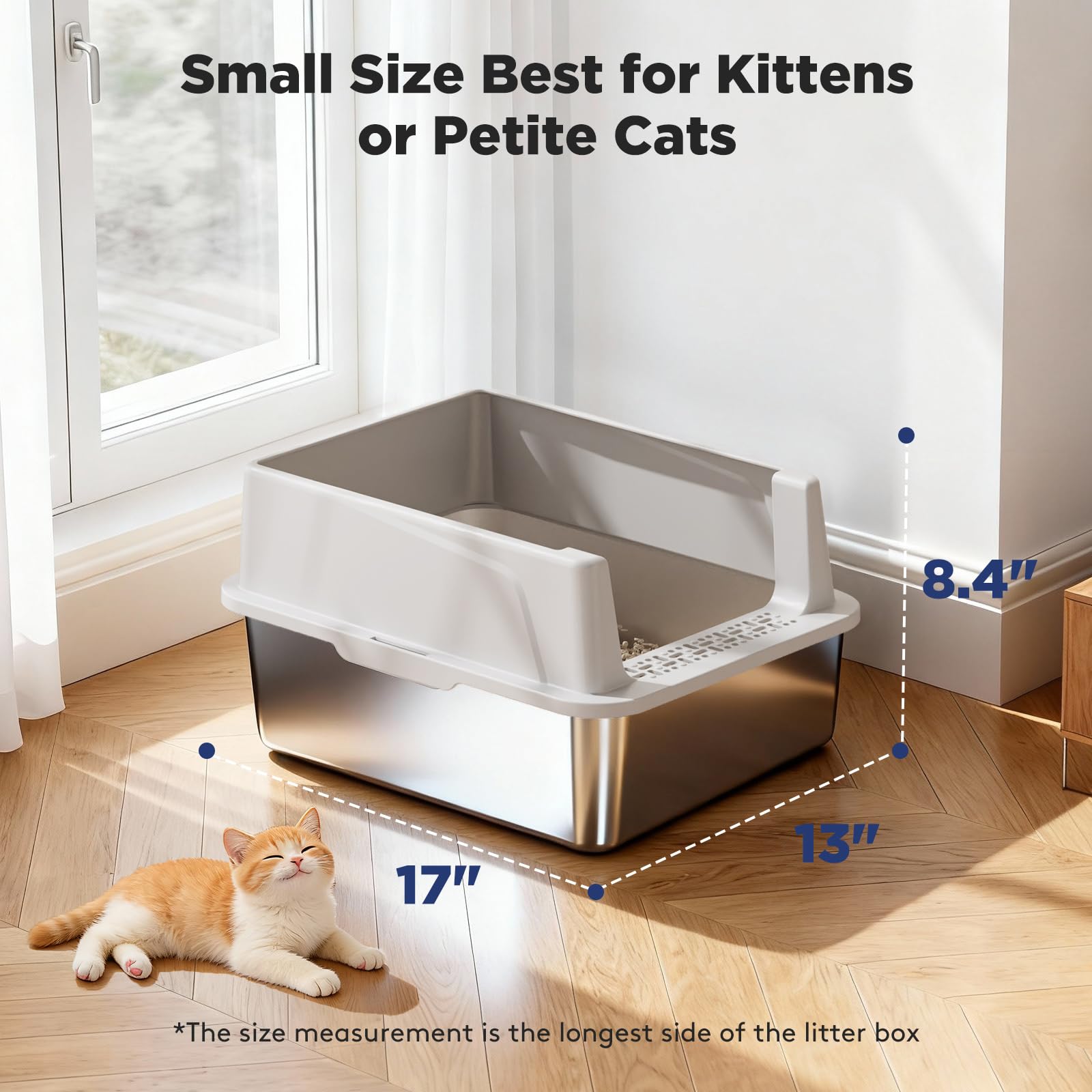Lot de deux boîtes litière FURTIME en acier inoxydable pratique pour plusieurs chats