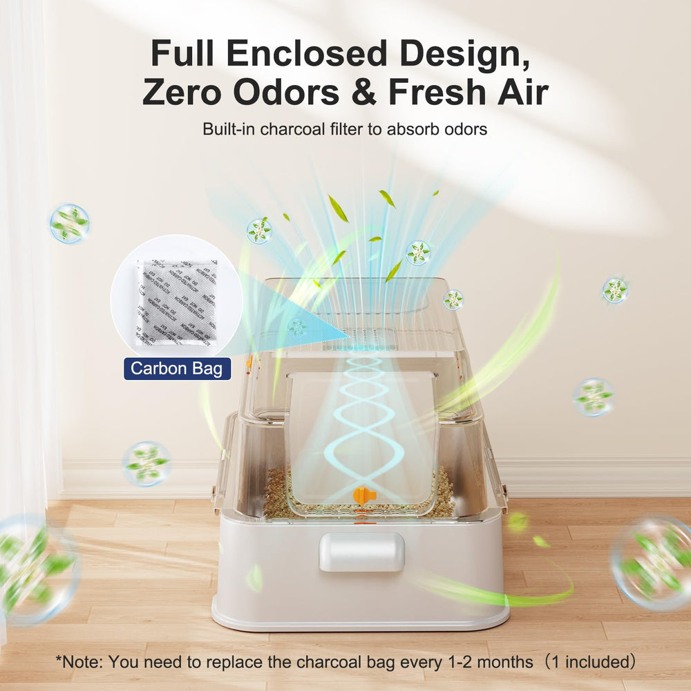 Grand espace de 46 L pour chats jusqu’à 25 lb.