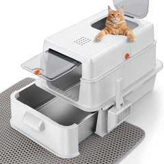 Boîte litière FurTime inox avec tiroir amovible pour nettoyage rapide.