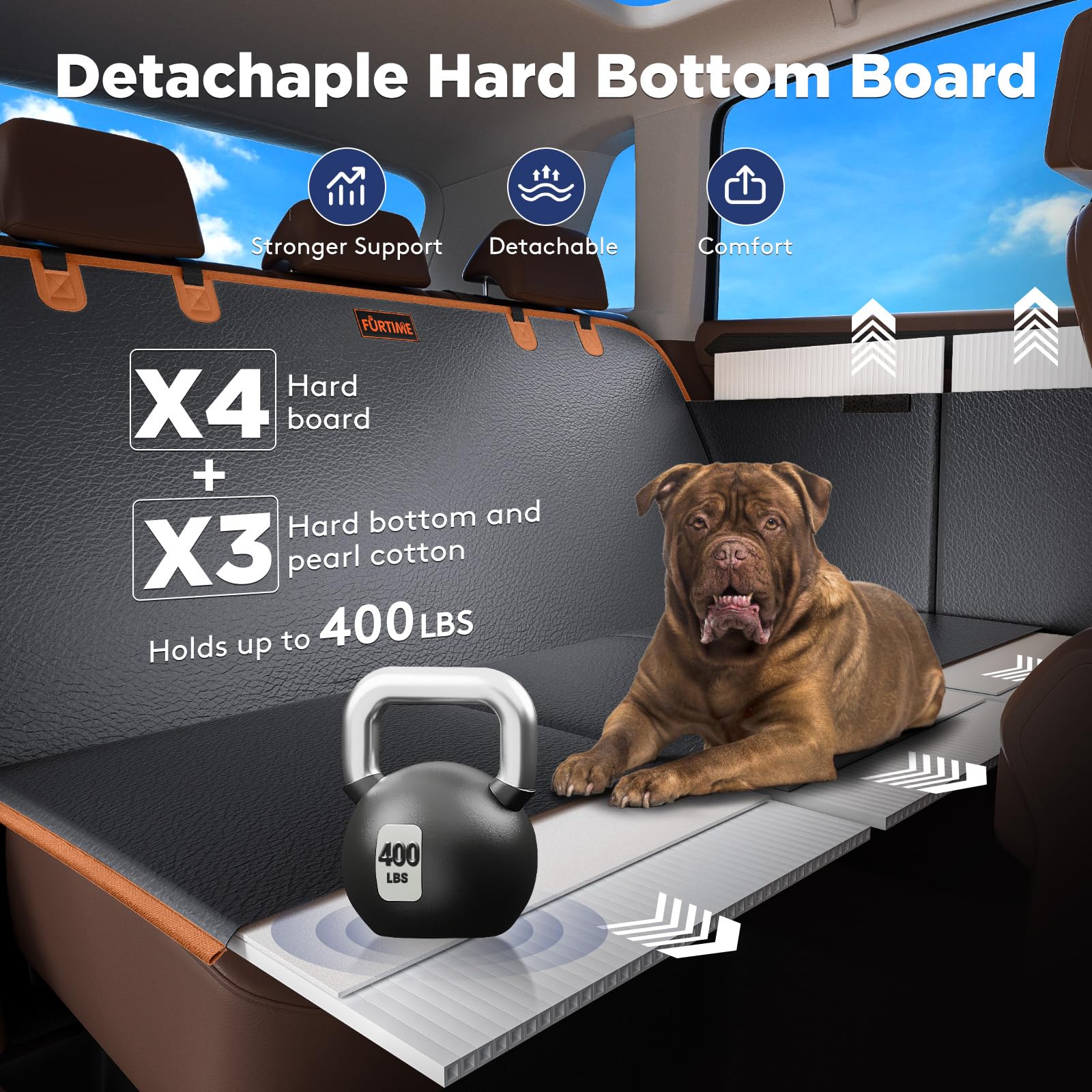 FURTIME housse siège arrière en PU cuir imperméable protège les sièges.