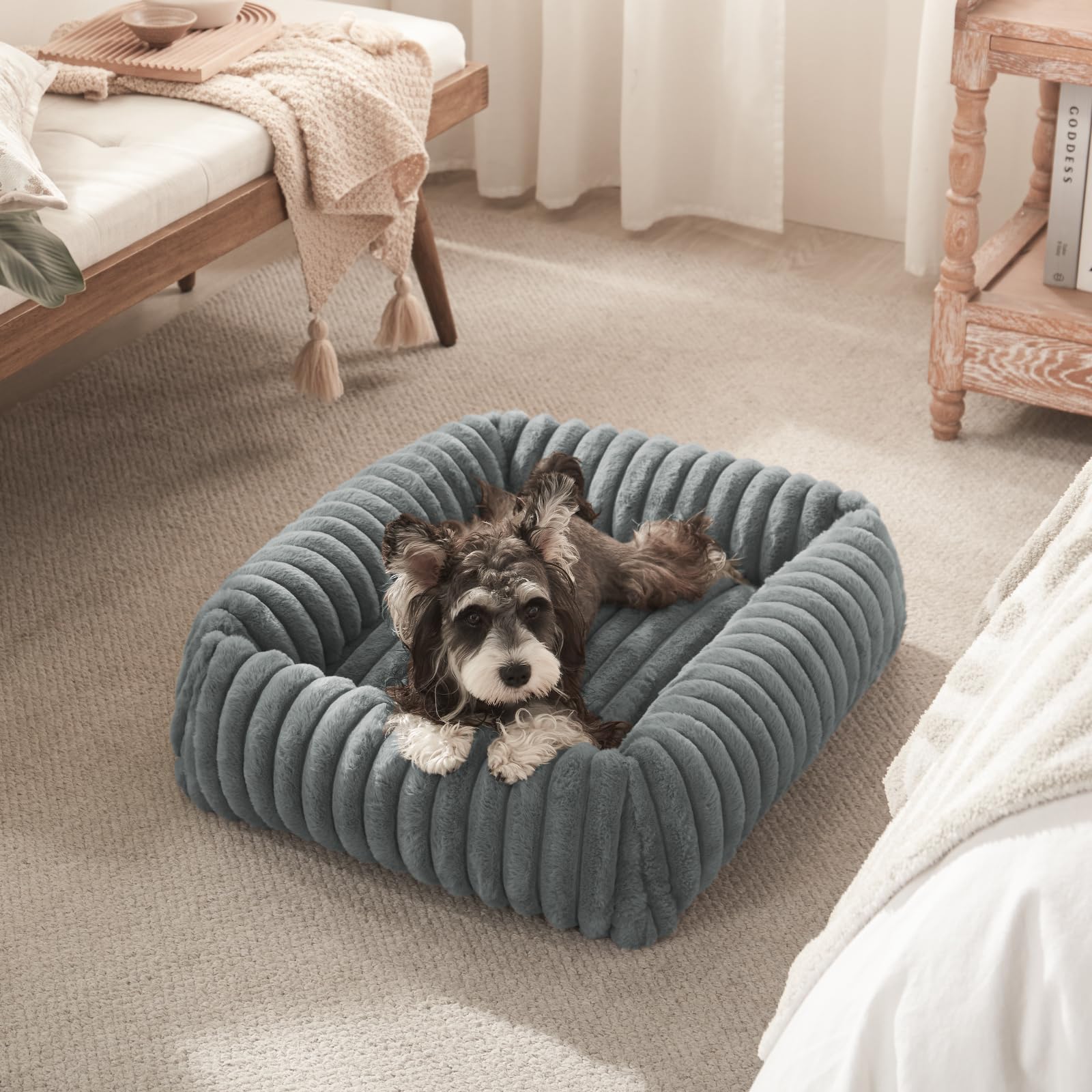Lit rectangle gris FURTIME pour petit chien.