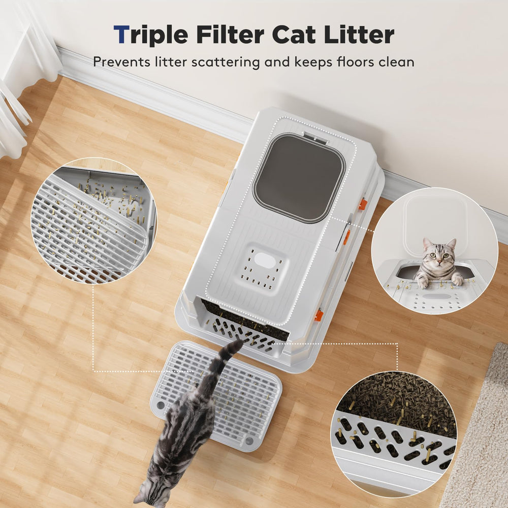 FURTIME grand bac XL 23 x 15 x 15 pouces pour chats de grande taille