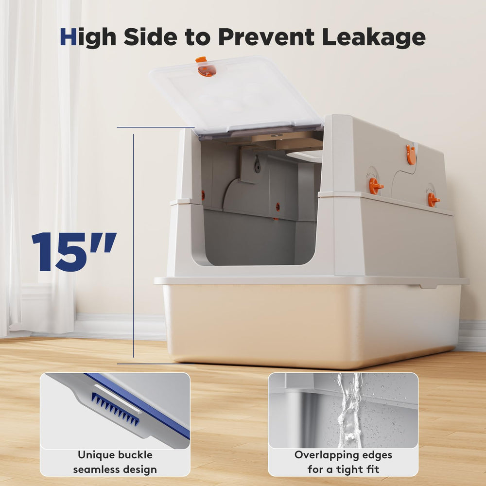 FURTIME litiere inox surface lisse facilite le nettoyage et réduit les residus