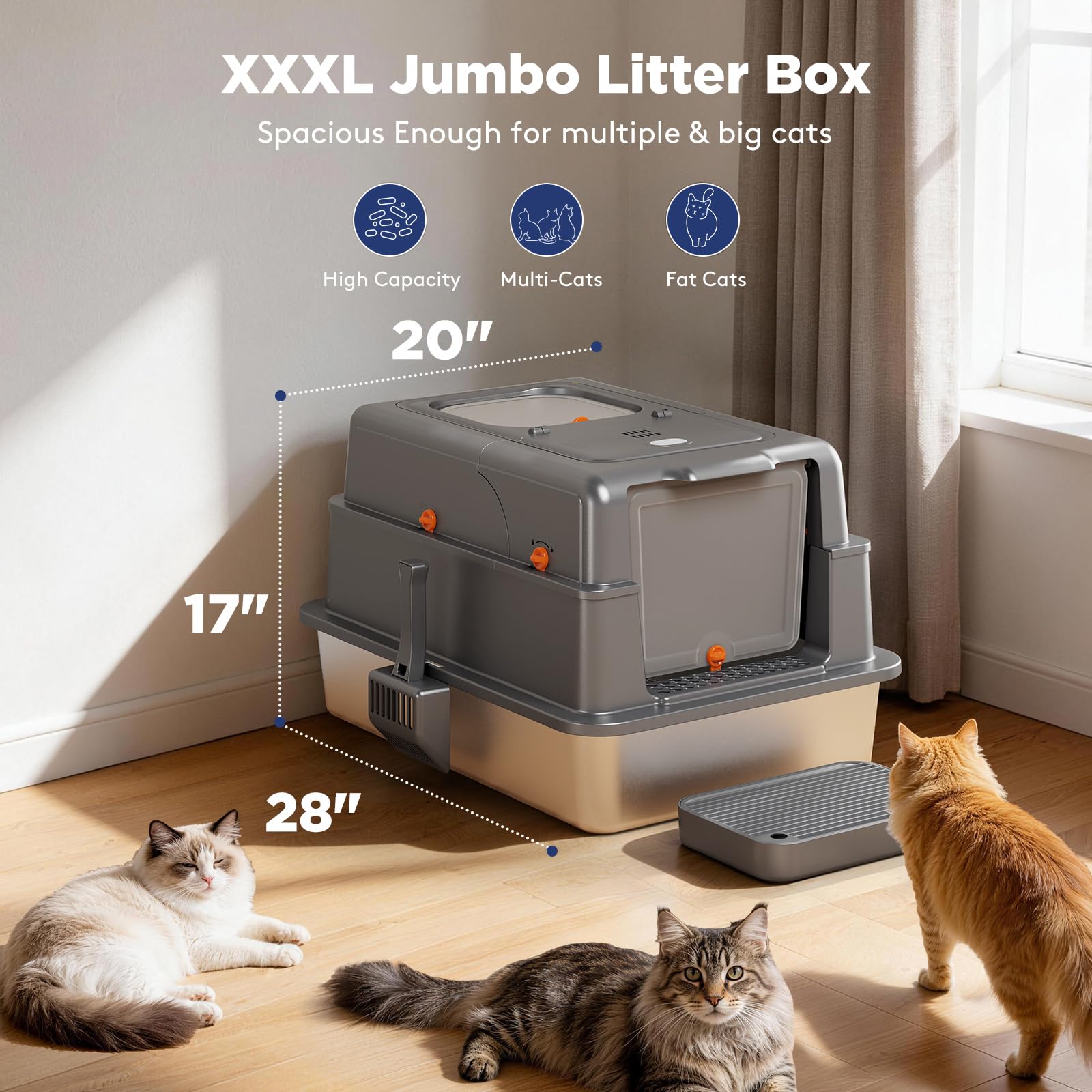FURTIME XXXL couvercle basculant facilite le nettoyage rapide