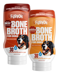 Furvor Bouillon Os Bœuf et Poulet pour Chien, bouteille — hydratation facile et saveur riche.