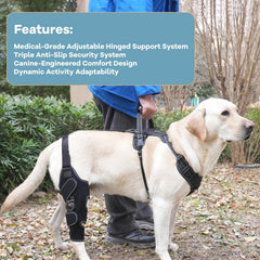 FurWell brace-genou-chien-serrage-reglable permet un ajustement précis pour chaque morphologie.