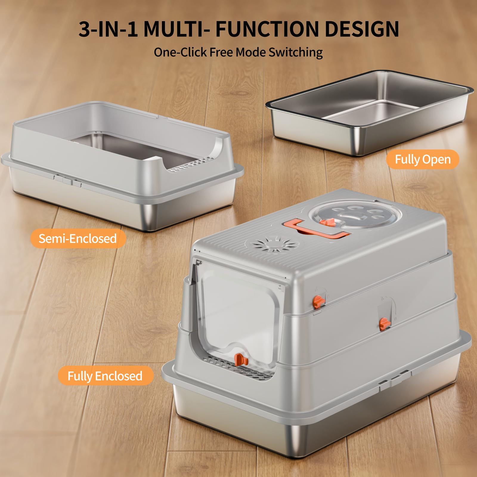 Fusblom en inox, mode ouverte ou semi-fermé pour confort du chat.