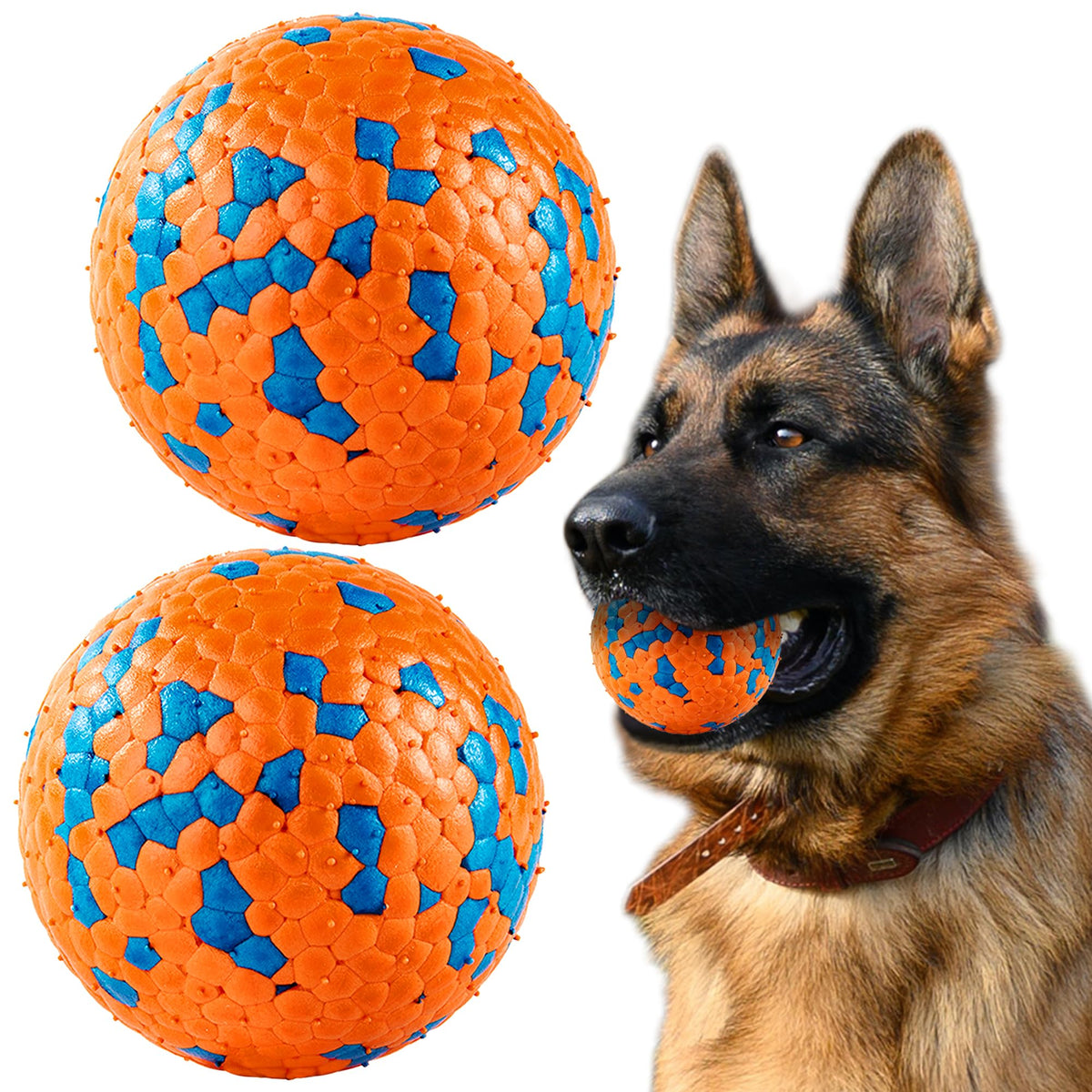 Balles FUSOTO pour chien orange, ensemble de 2, parfaites pour jouer et rapporter.