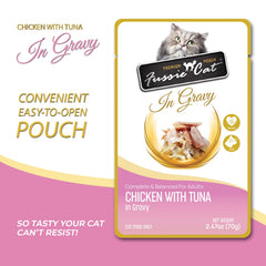Fussie Cat Premium sachets pratiques, repas complet pour chat adulte.