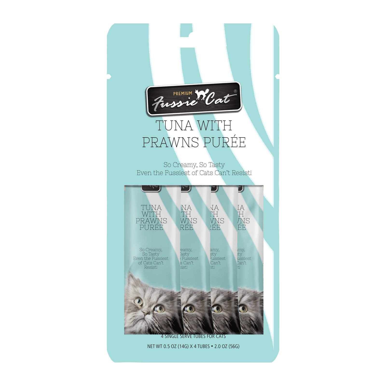 Fussie Cat Puree Thon-Crevettes-Tube : texture onctueuse pour agrémenter le repas.