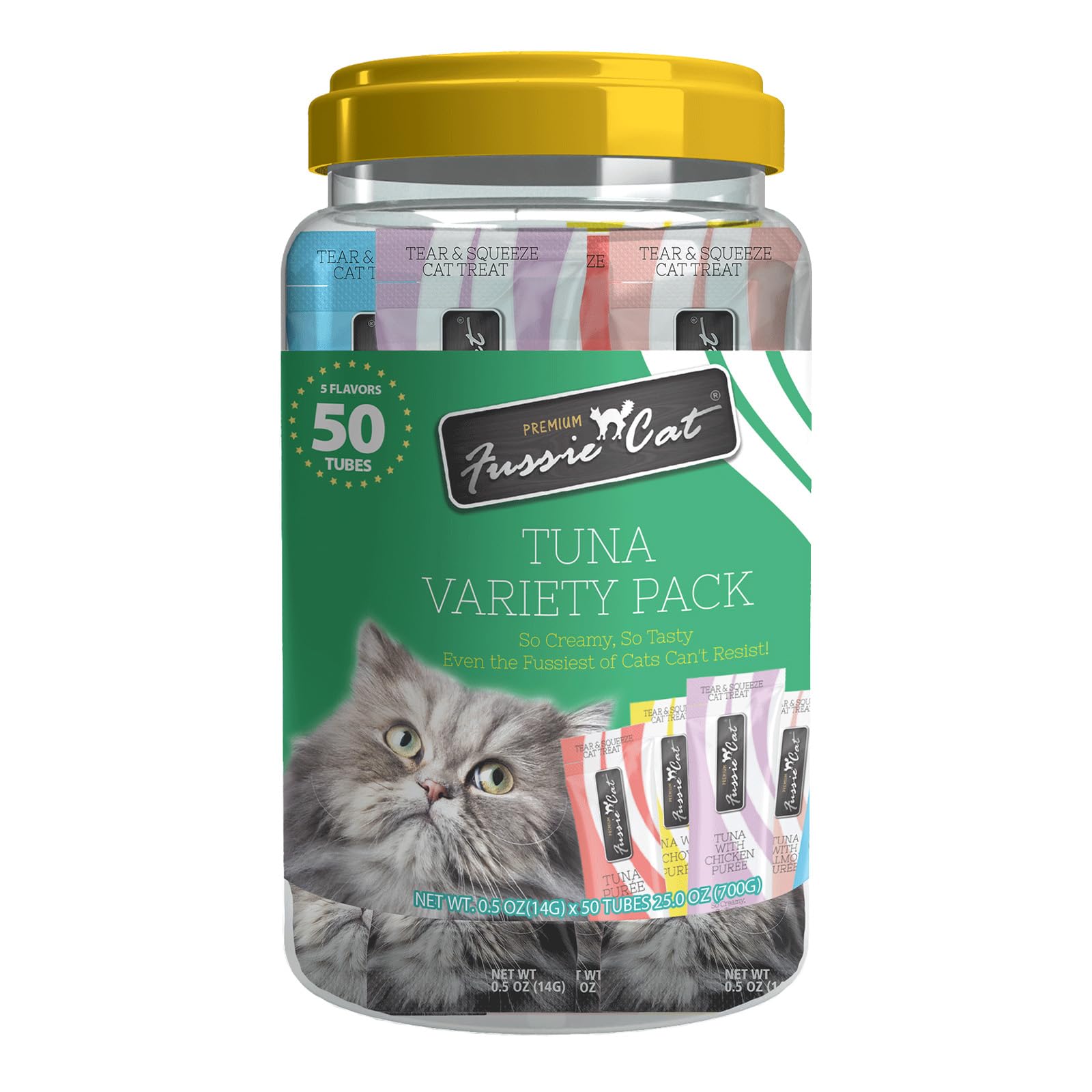 Purée Fussie Cat en tubes, format 50 unités pratique à servir