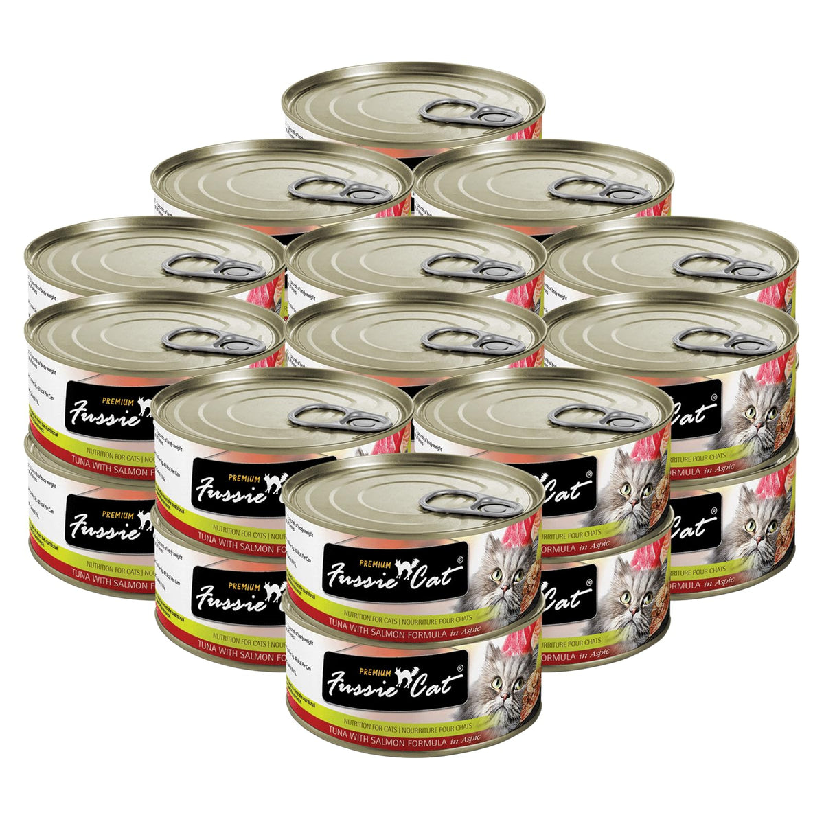 Fussie Cat thon et saumon en aspic, conserve pratique pour repas humide
