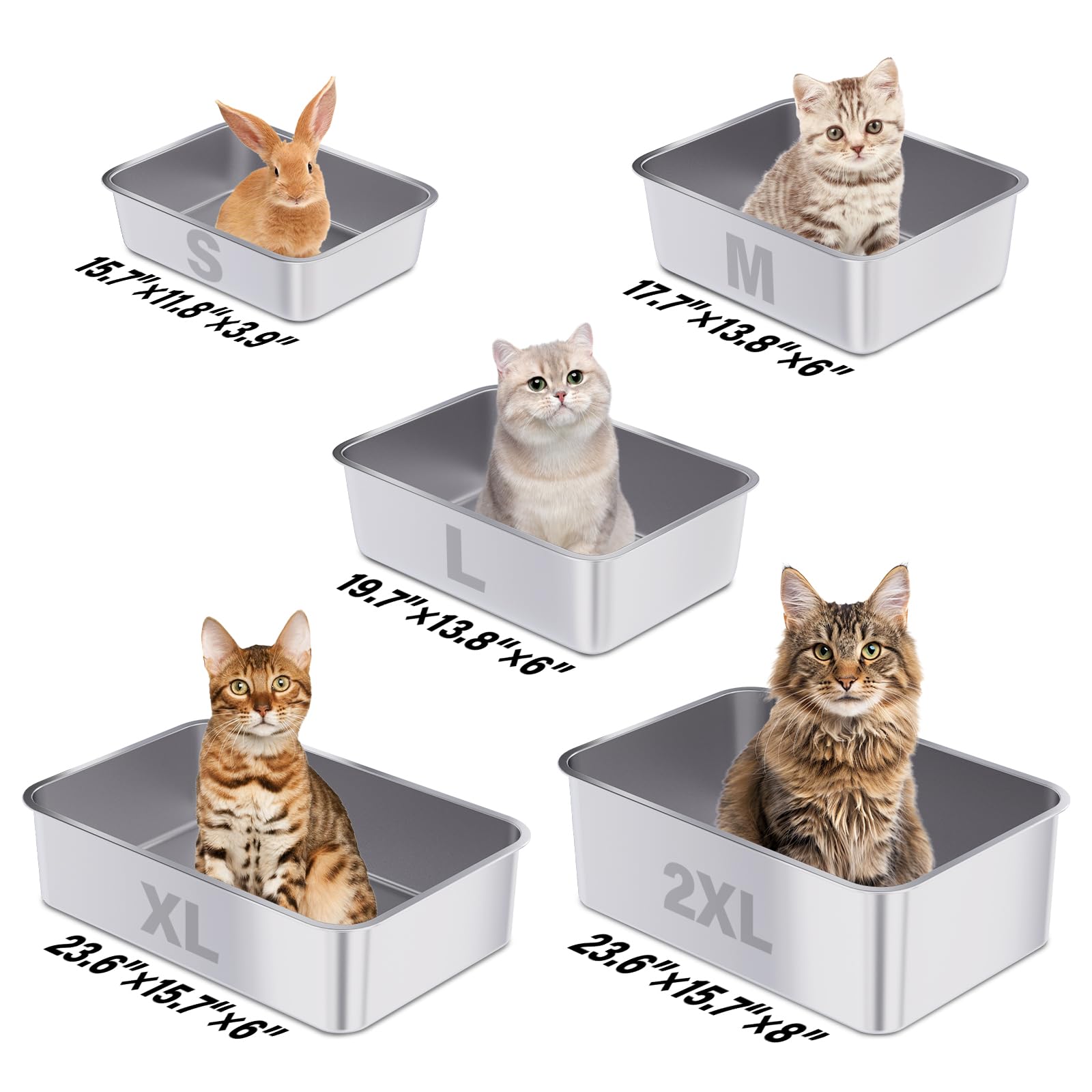 Bac Futam inox angles arrondis : sécurité et confort pour les chats.