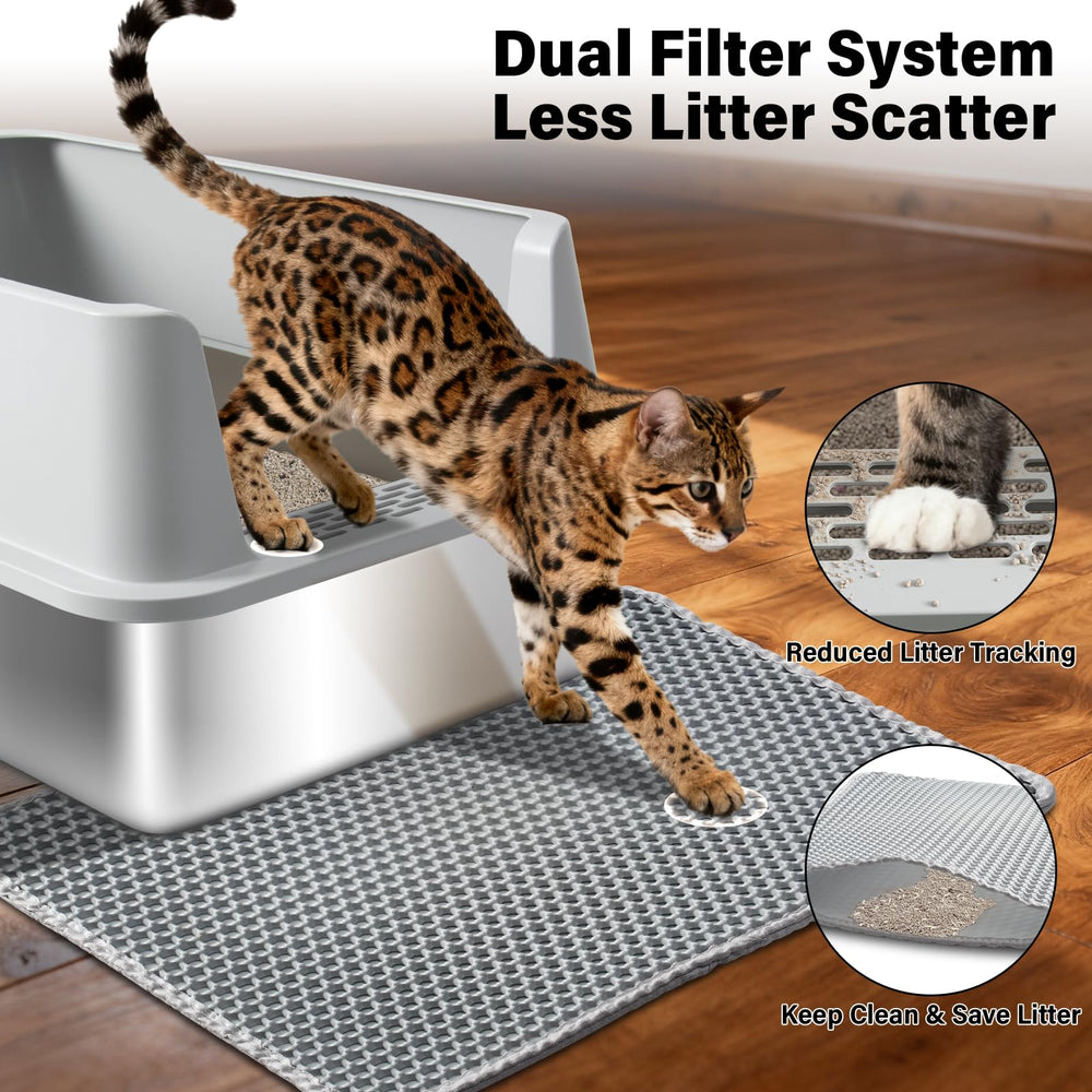 FUTAM bac-litière inox XL anti-odeurs, hygiène durable pour le salon