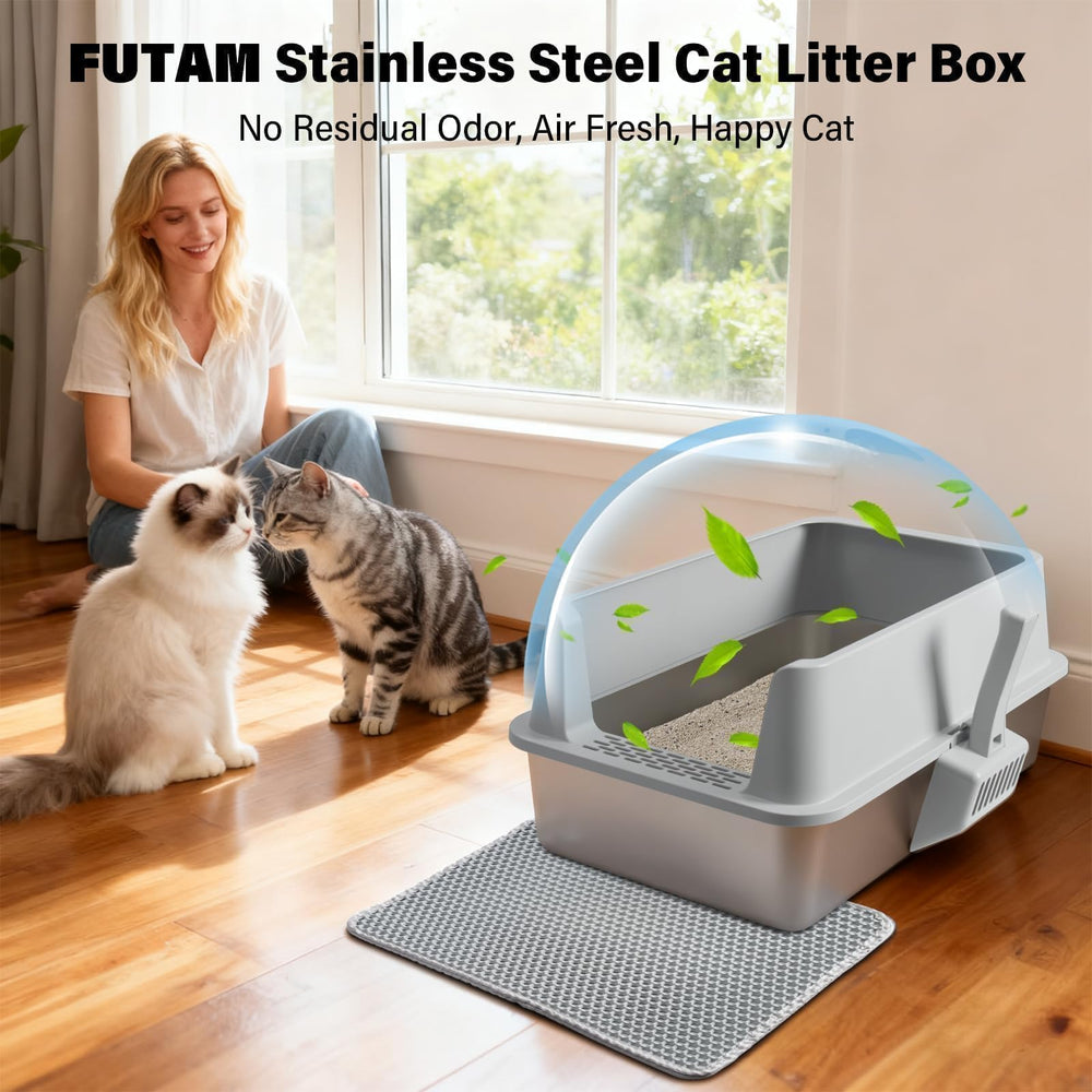 FUTAM litière inox grande taille, adaptée aux grands félins