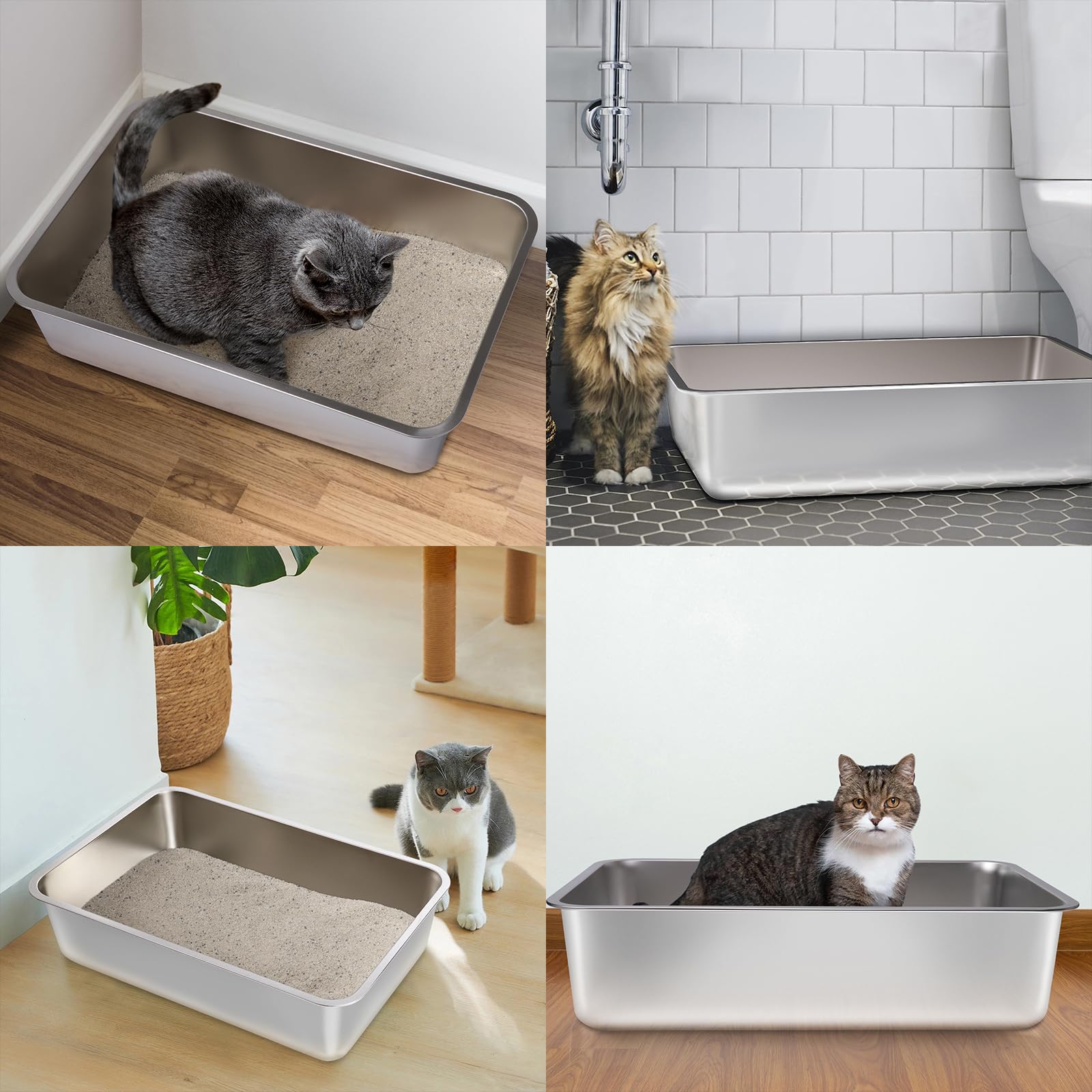 FUTAM litière inox – pack double, parfait pour foyer multi-chats.