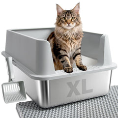 Litière FUTAM inox XL avec couvercle, design robuste et pratique