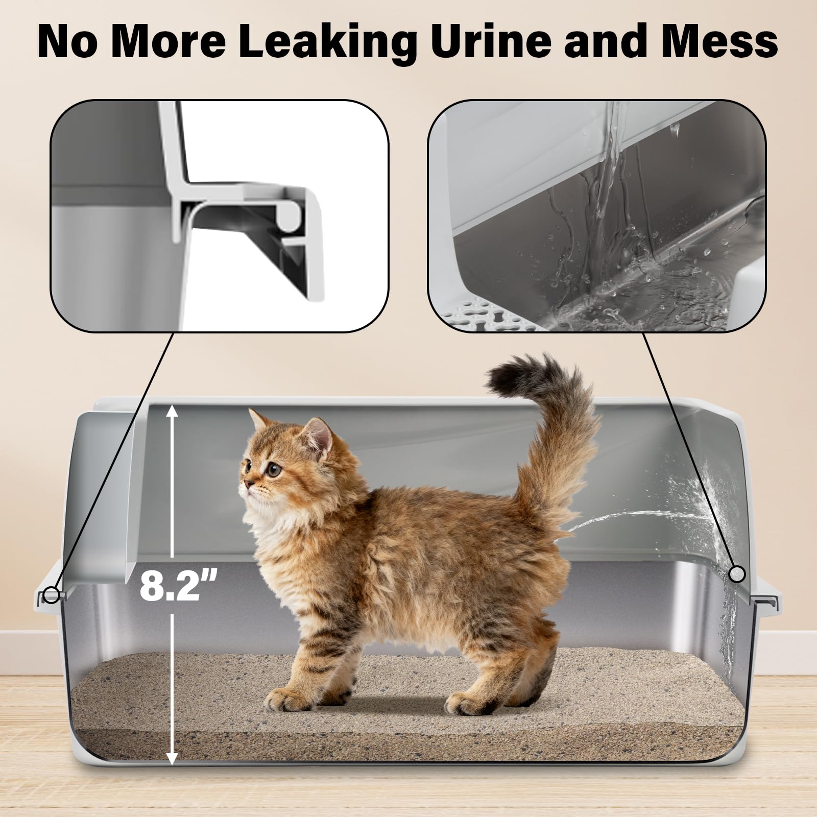 Tapis de litière FUTAM inclus, lavable et absorbant.