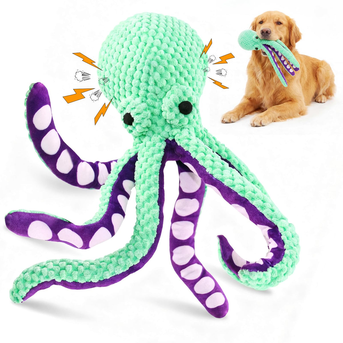 Fuufome grande peluche pour chien, crissante, idéale pour des jeux interactifs et la compagnie.