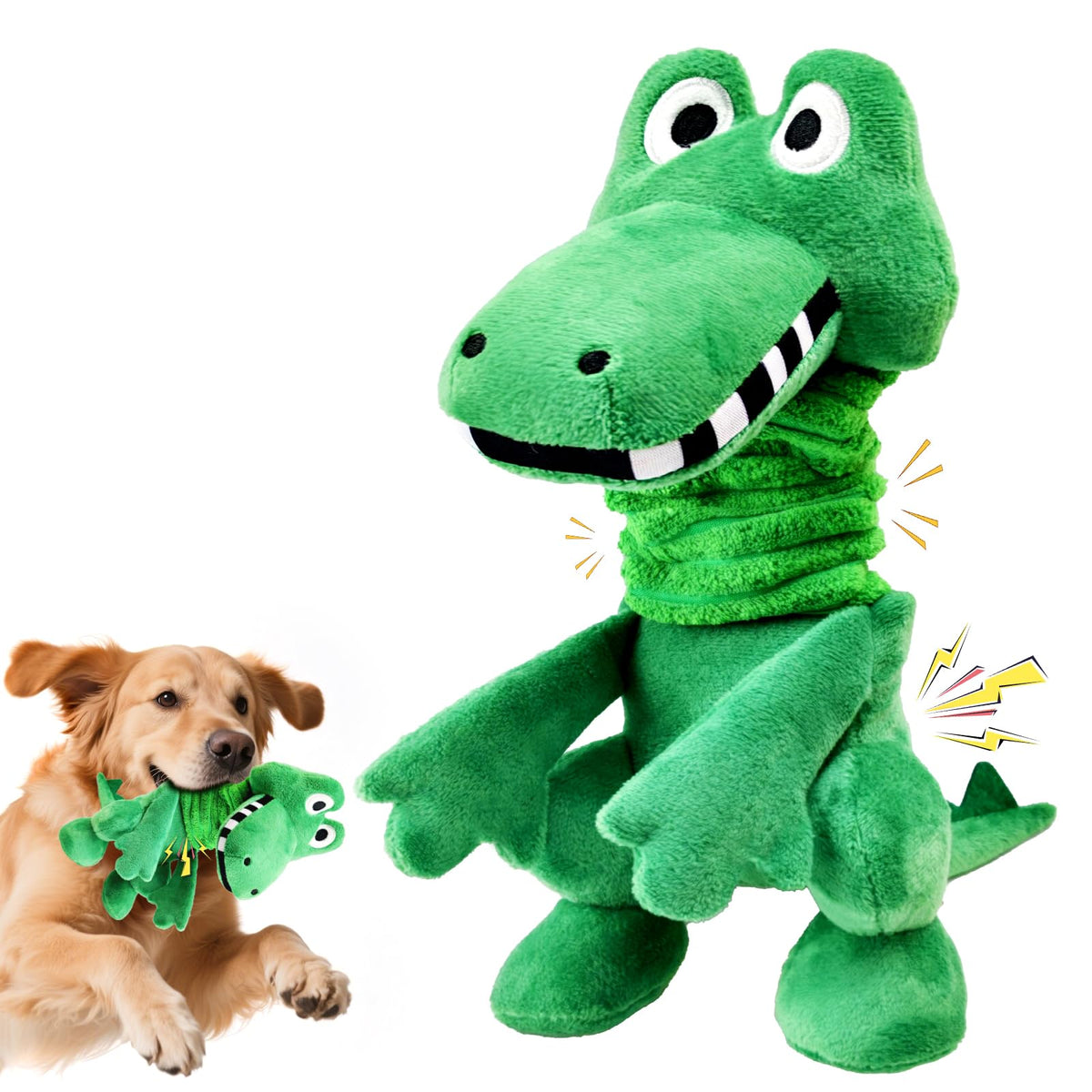Jouet Fuufome crocodile avec sifflet-crinkle, stimulation et amusement.