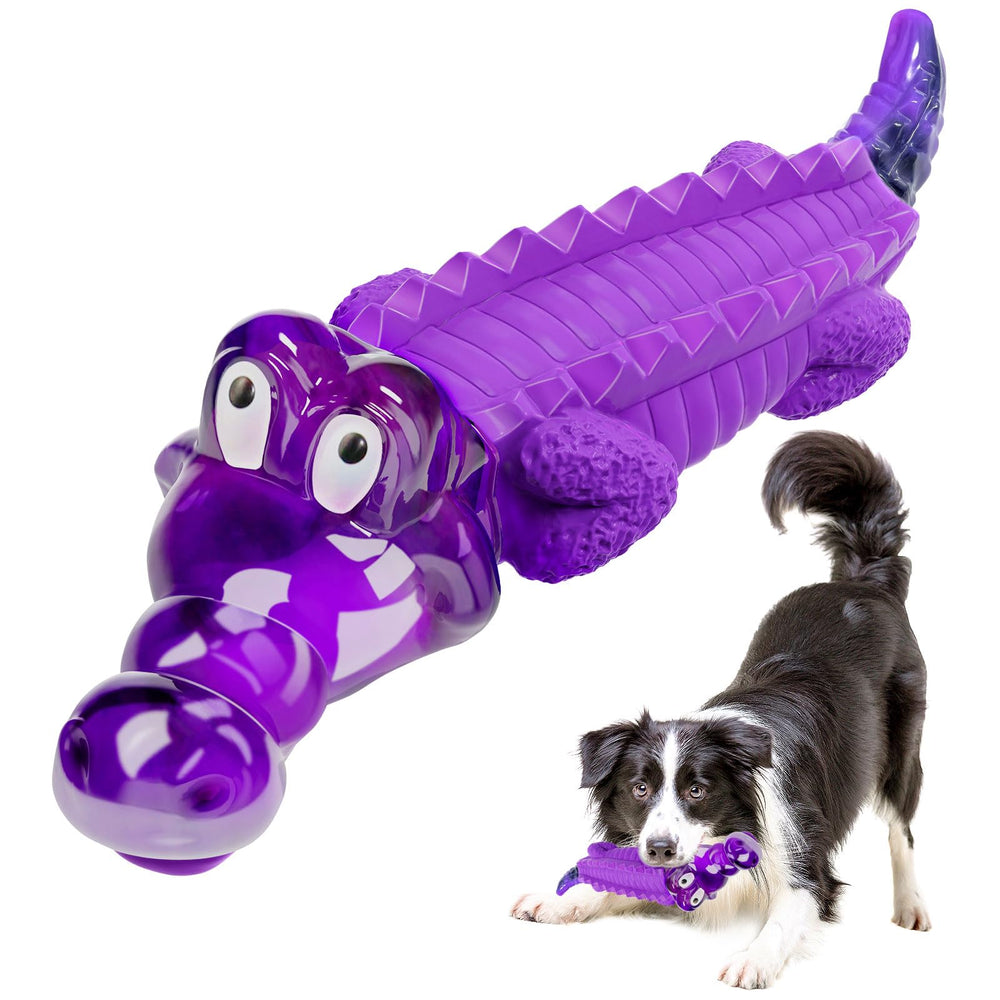 Jouet Fuufome crocodile, mâche durable pour chiens robustes.