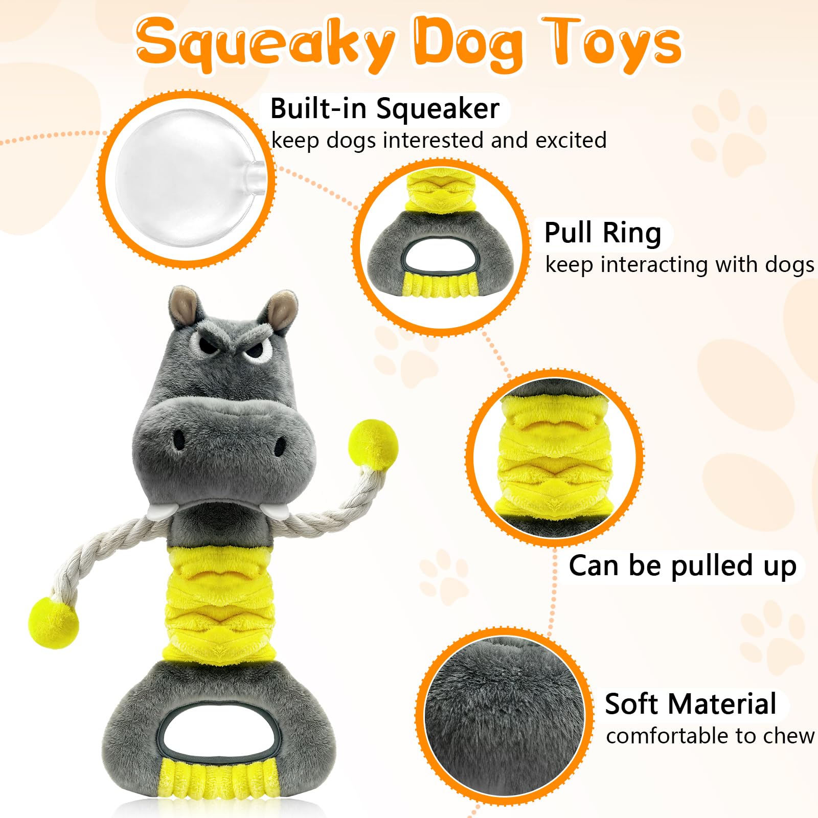 Jouet Fuufome peluche sifflet pour grand chien, résistance et amusement.