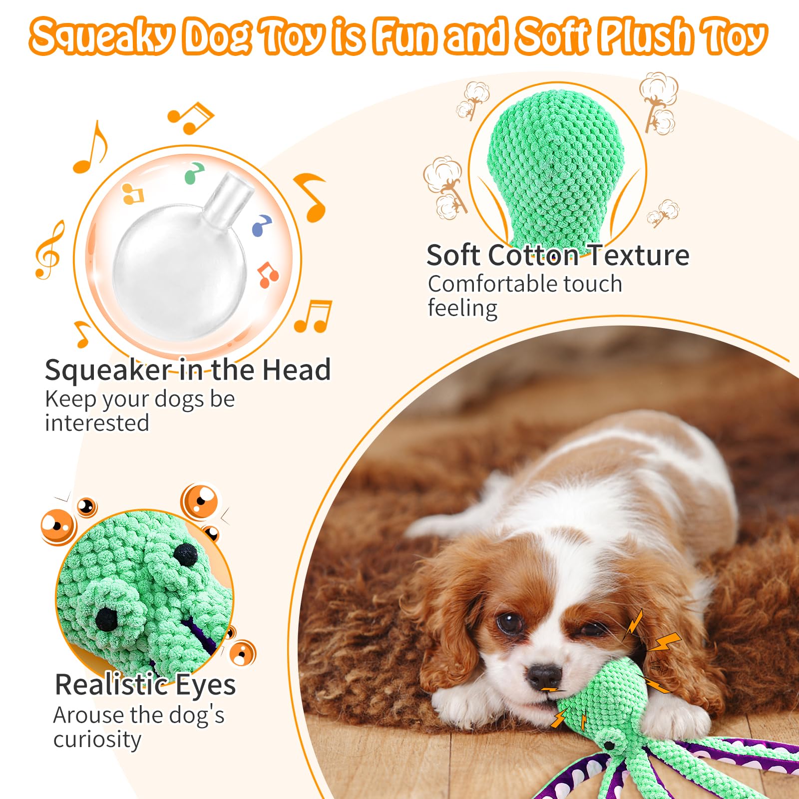 Fuufome peluche chien à yeux réalistes pour stimuler l’interaction et la curiosité.