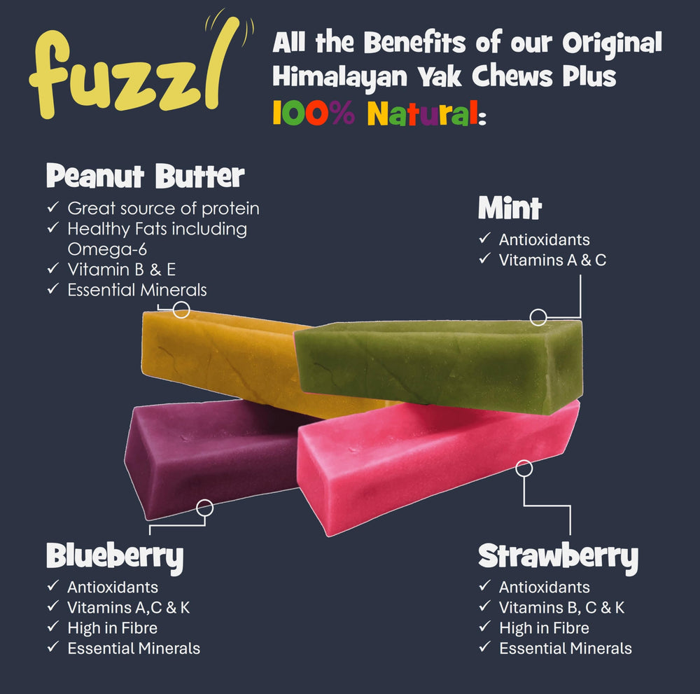 Fuzzl Yak Chews Fraise : goût fruité et énergie durable pour mordiller sainement.