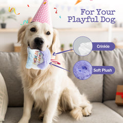 Jouet cadeau pour chien Fuzzwoof, compagnon tendre et décor festif.