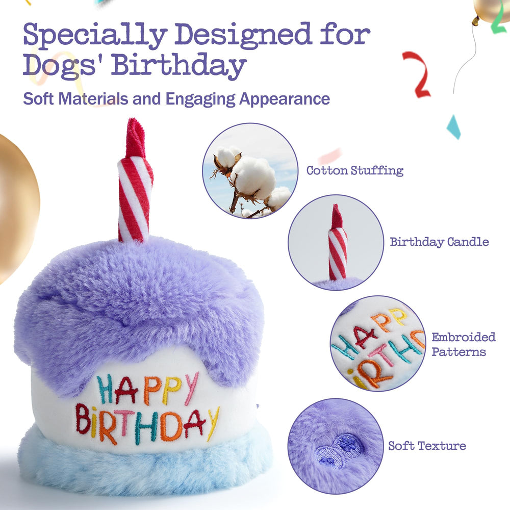 Peluche bleu gâteau Fuzzwoof avec broderie soignée et visuel attractif.