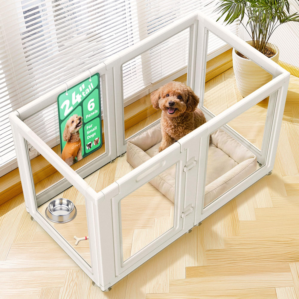 FXW AuraSpace aire de jeu intérieure pour chien; vue claire et espace sûr.