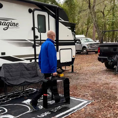FXW Easy-Carry Straps en action lors du transfert entre camping-car et site.
