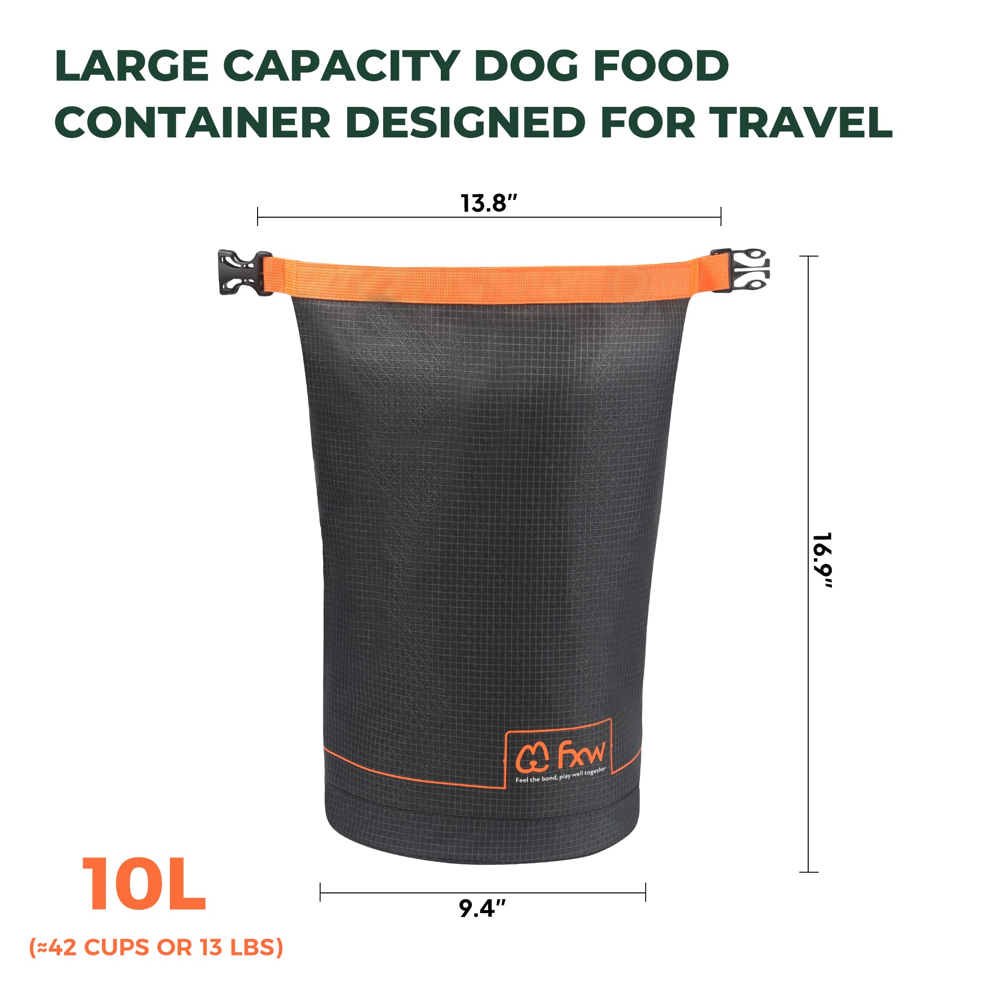 FXW sac matériau imperméable, extérieur nylon ripstop protège les croquettes