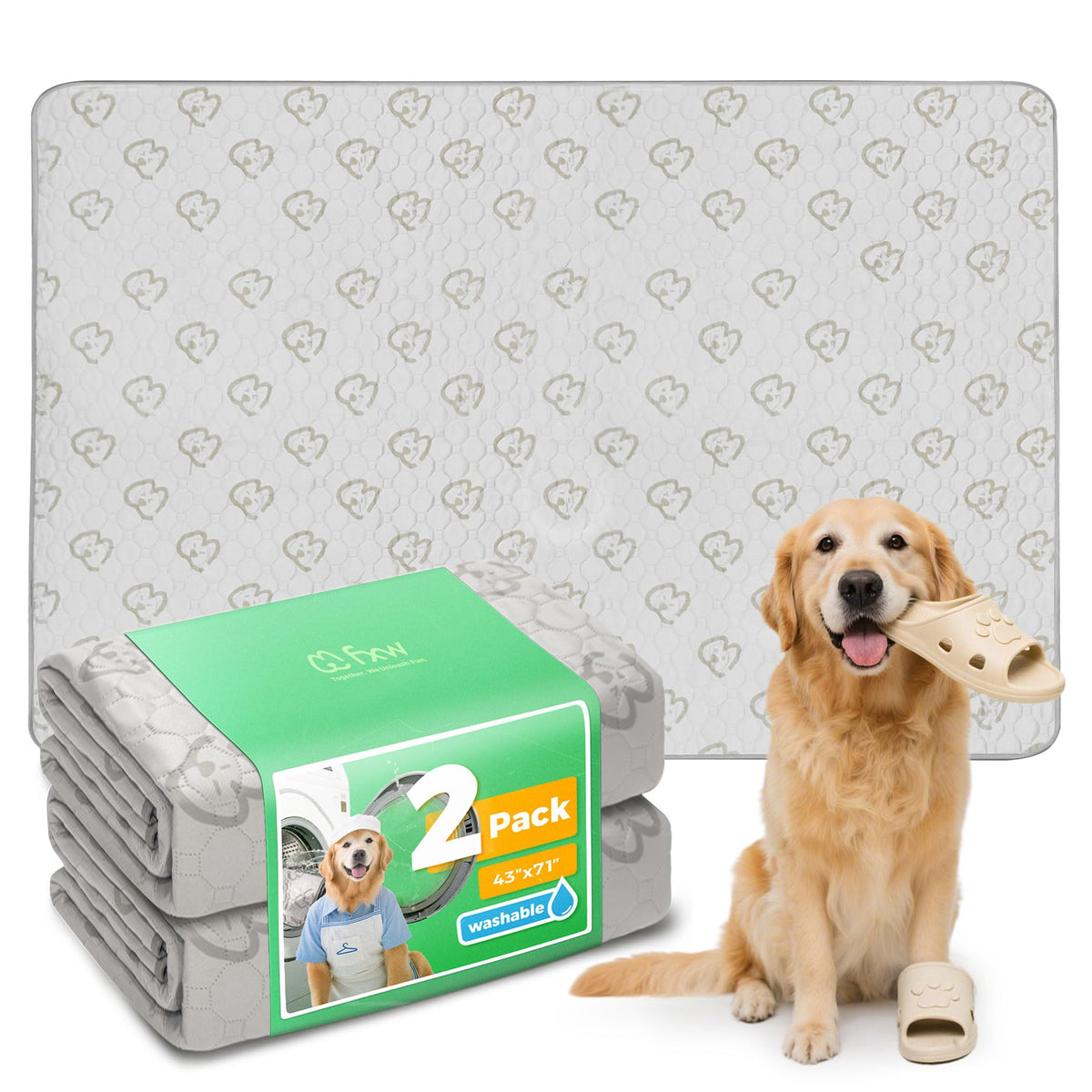 FXW tapis lavable pour chiens, absorption élevée jusqu’à 1,5 L.
