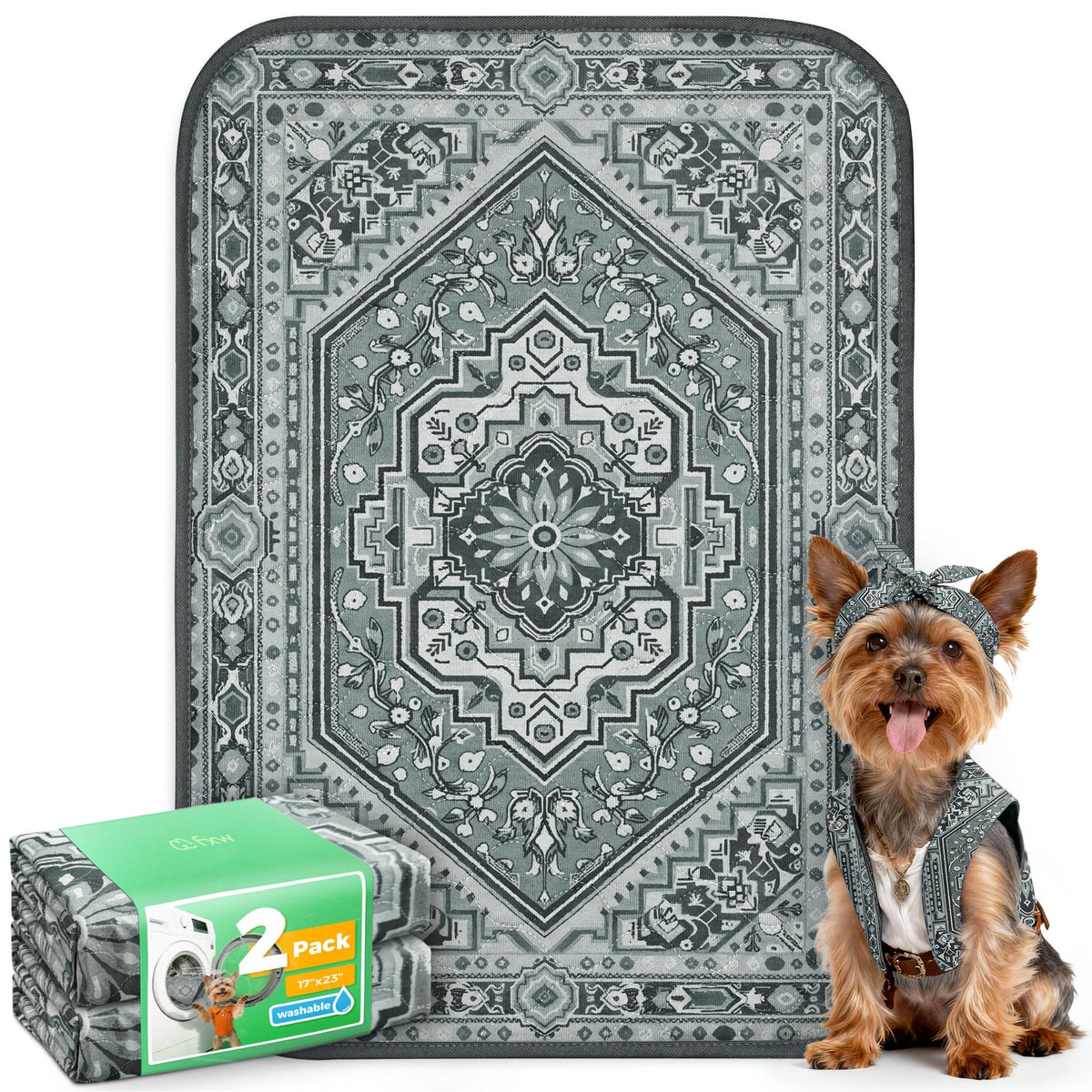 FXW tapis lavable pour chien, 24 pouces, absorption efficace en cage.
