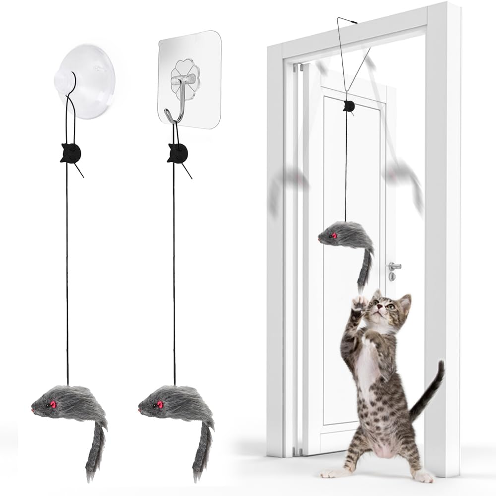 FYNIGO souris-suspendue: stimulation naturelle et amusement autonome pour chats.