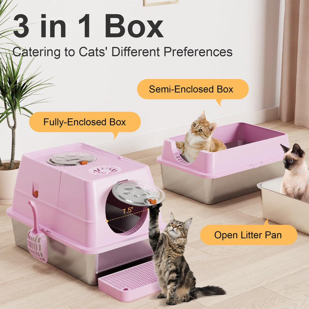 Bac à litière FZGhome avec 3 configurations rose, adaptable et pratique.