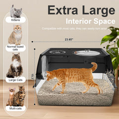 FZGhome bac a litiere inox 24 XXL, espace interieur ample pour chats