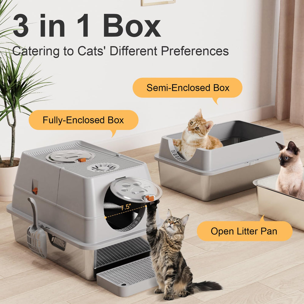 FZGhome litière acier XL mode fermé offrant espace privé