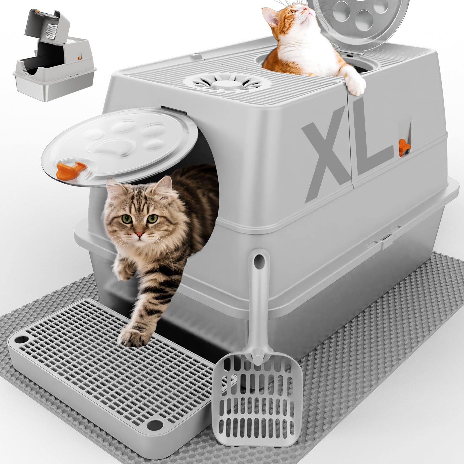 FZGhome litière en acier XL avec ouverture supérieure pour grands félins