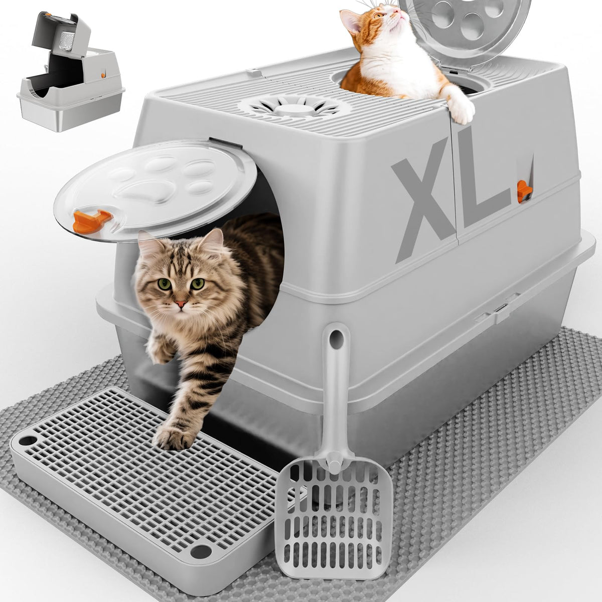 FZGhome litière en acier XL avec ouverture supérieure pour grands félins