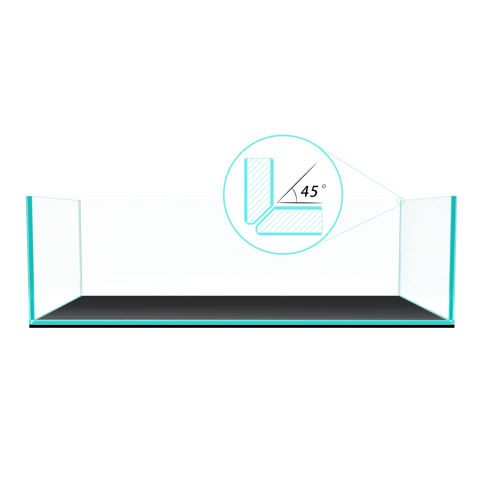FZONE Anata 9Gal sans rebord, vue dégagée pour un aquascape élégant.