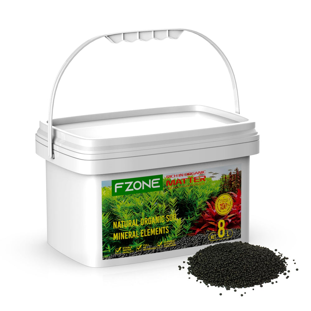 FZONE Terreau Aquarium 3mm 8L noir — substrat riche en nutriments pour plantes.